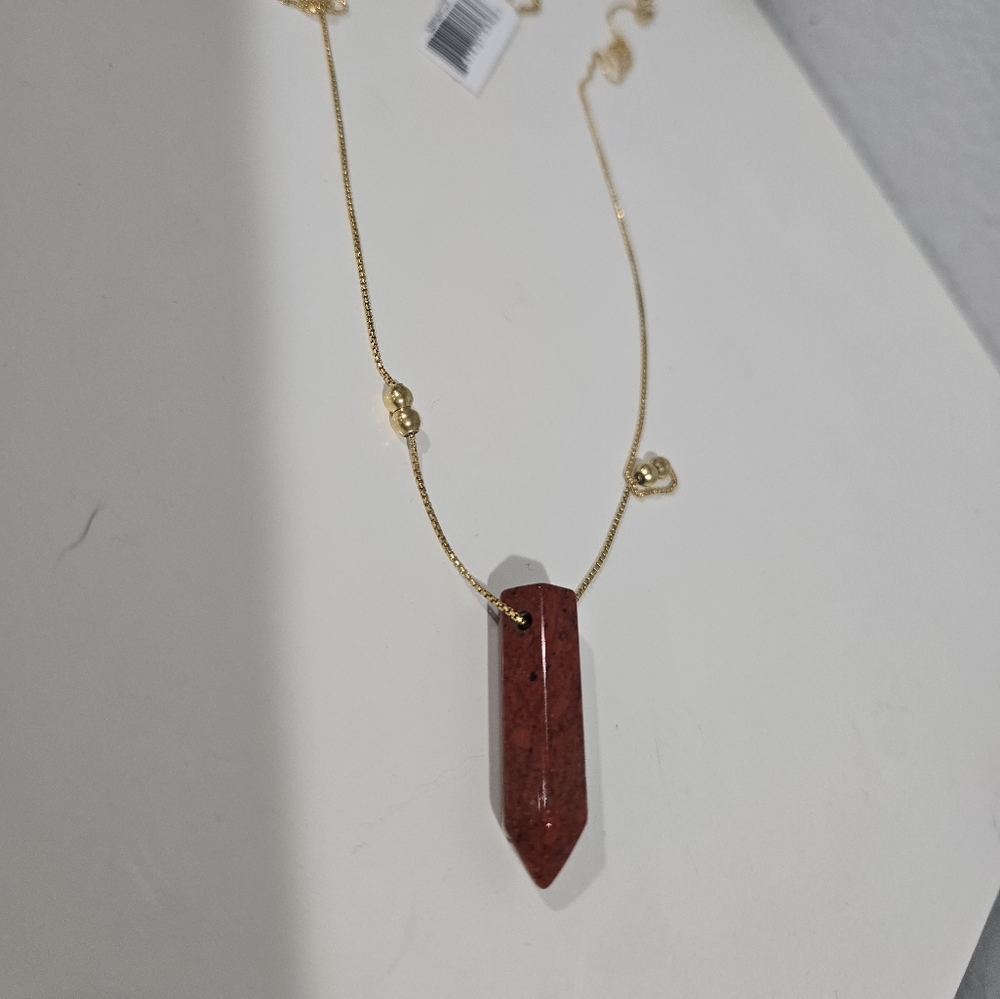 Alex and Ani Gold Necklace with Red Jasper Stone